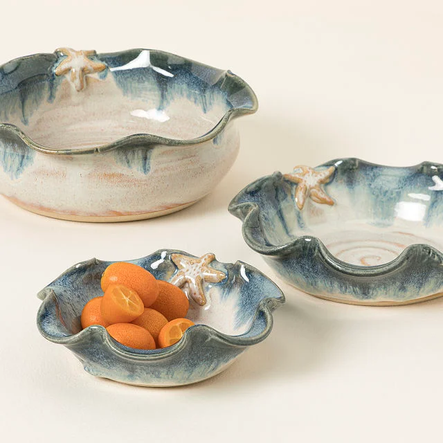 Starfish Ruffle Nesting Bowls - Set of 3