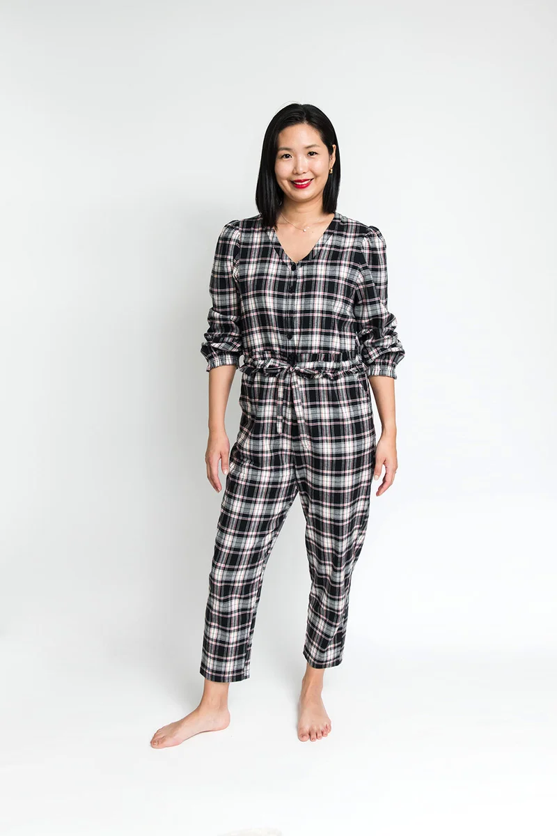 Image of Remy Henley Romper in Black Plaid