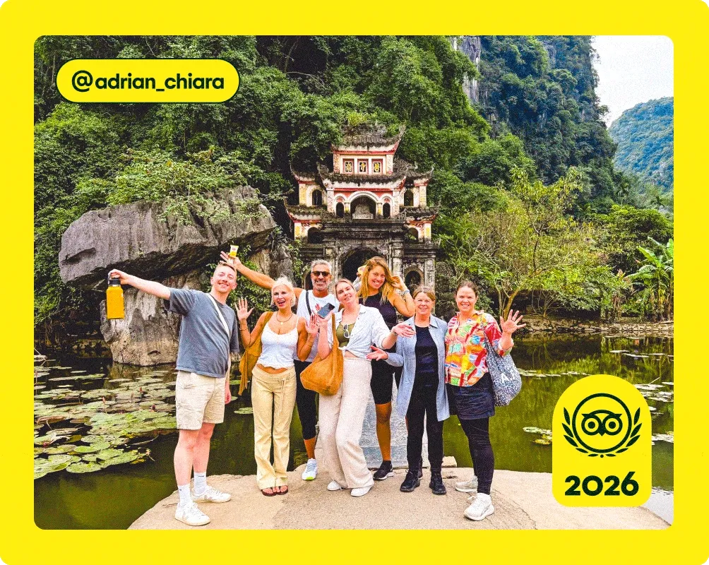 Image Description: A group of people posing in front of an ancient building in the jungle, two people smiling in front of the Eiffel Tower, a group of people posing in a desert canyon.