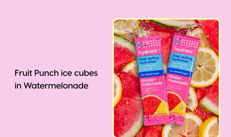 Fruit Punch ice cubes in Watermelonade