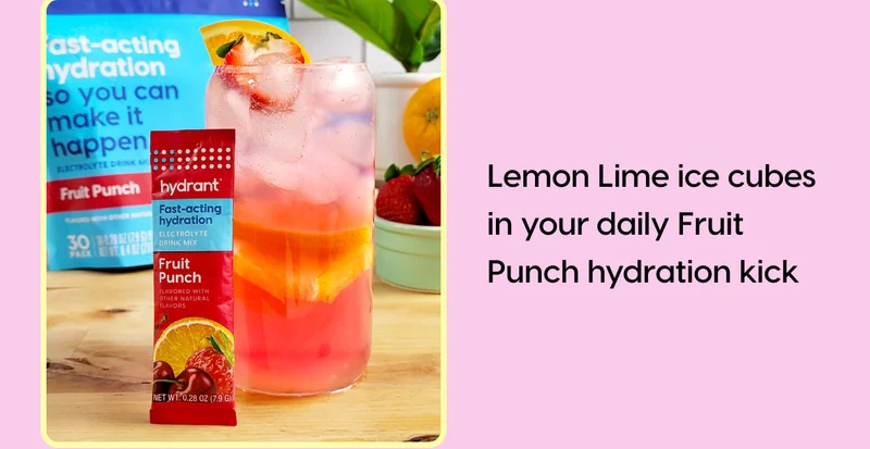 Lemon Lime ice cubes in your daily Fruit Punch hydration kick