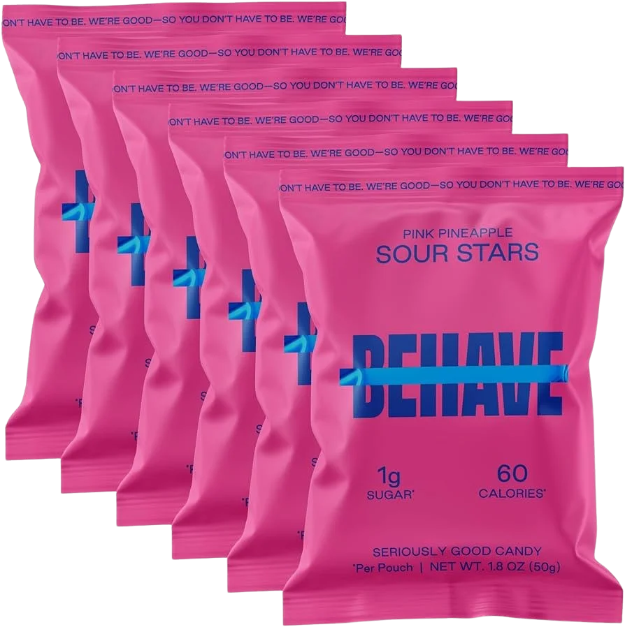Image of BEHAVE Candy Pink Pineapple Sour Stars (6 Pack)