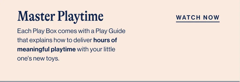 Master Playtime. Each Play Box comes with a Play Guide that explains how to deliver hours of meaningful playtime with your little one's new toys. WATCH NOW