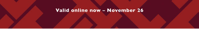 Valid online now - November 26