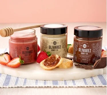 Olivarez Honey (3) Jars Raw & Creamed Honey Summer Variety