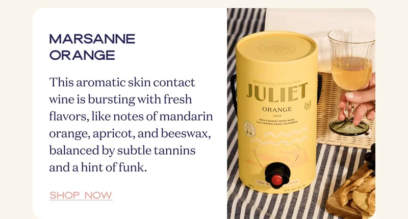 Marsanne Orange | This aromatic skin contact wine is bursting with fresh flavors, like notes of mandarin orange, apricot, and beeswax, balanced by subtle tannins and a hint of funk. | Shop now