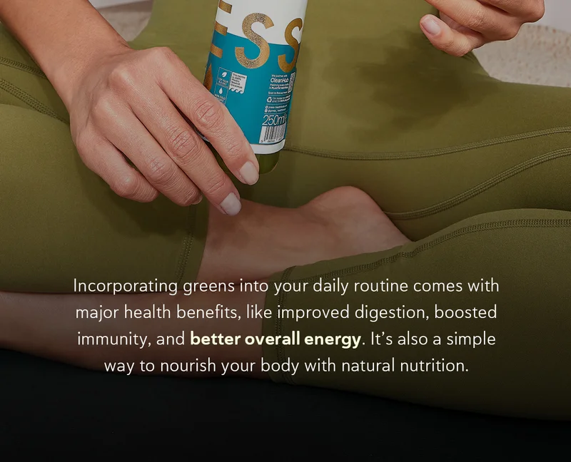 Incorporating greens into your daily routine comes with major health benefits, like improved digestion, boosted immunity, and better overall energy. It’s also a simple way to nourish your body with natural nutrition.