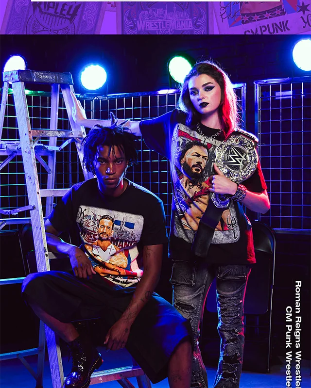 Roman Reigns WrestleMania Card Tee And CM Punk WrestleMania Card Tee