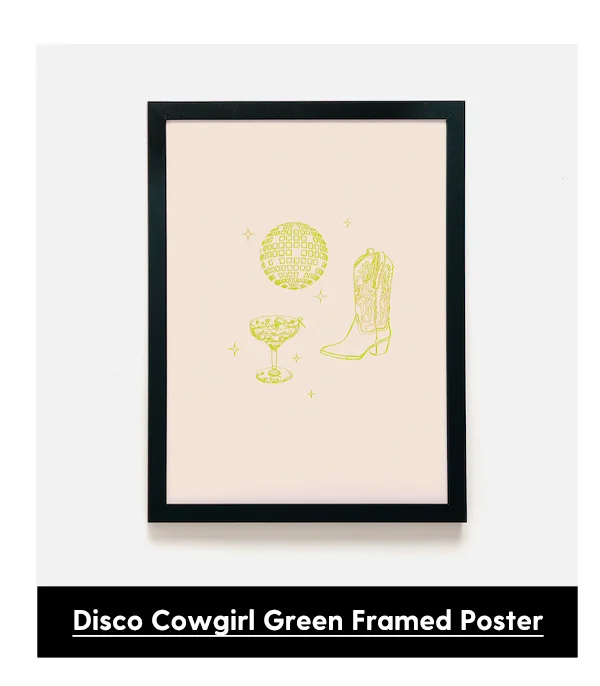 Shop Disco Cowgirl Green Framed Poster