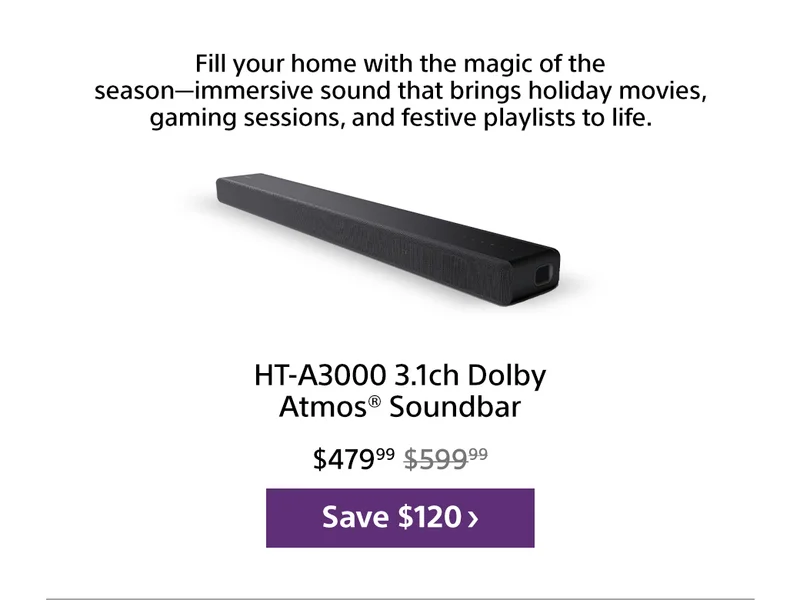 HT-A3000 3.1ch Dolby Atmos® Soundbar | Save $120