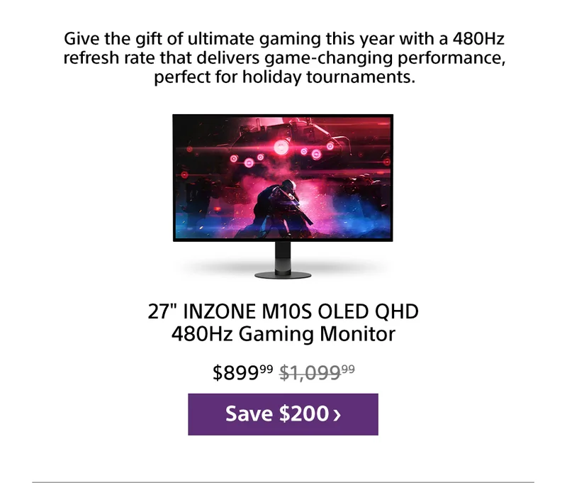 27" INZONE M10S OLED QHD 480Hz Gaming Monitor | Save $200