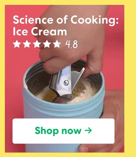 Child’s hands making ice cream in a bowl with KiwiCo kit (GIF), rating 4.8 stars