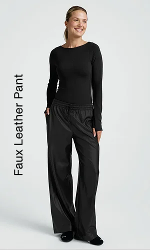 Faux Leather Pant in Black