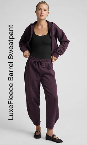 LuxeFleece Barrel Sweatpant in Eggplant Purple