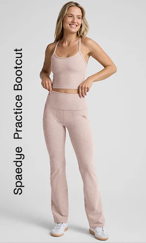 Spacedye Practice High Waisted Bootcut Pant in Pale Pink Heather