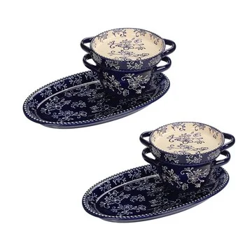 Temp-tations Floral Lace Set of 2 20 oz. Soup & Sandwich Sets w/ Lid-its