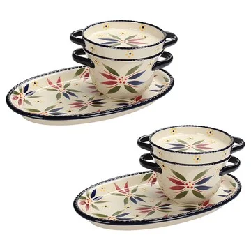 Temp-tations Old World Set of 2 20oz. Soup & Sandwich Sets w/ Lid-its