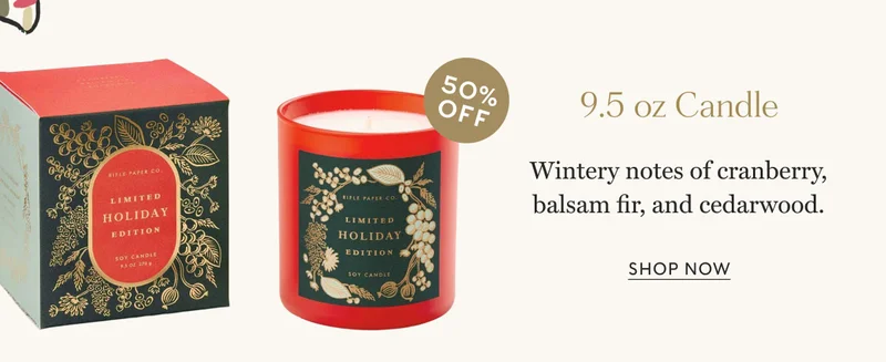9.5 oz Candle Wintery notes of cranberry, balsam fir, and cedarwood. Shop NOW