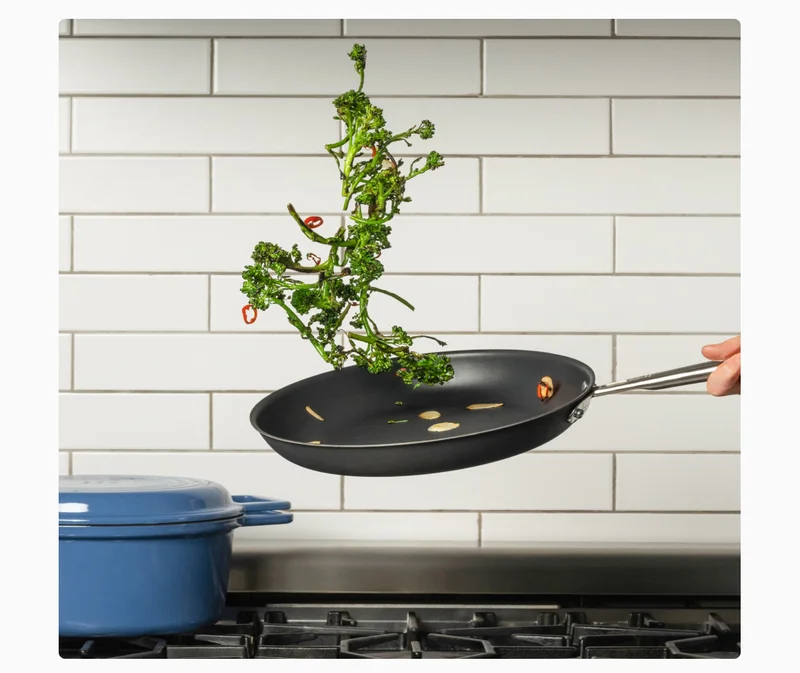 Benefits: 1. Naturally nonstick. 2. PFAS, PTFE, PFOA free. 3. Scratch resistant. 4. Lightweight. 5. High Heat Safe. 6. No seasoning needed. 6. Easy to Clean