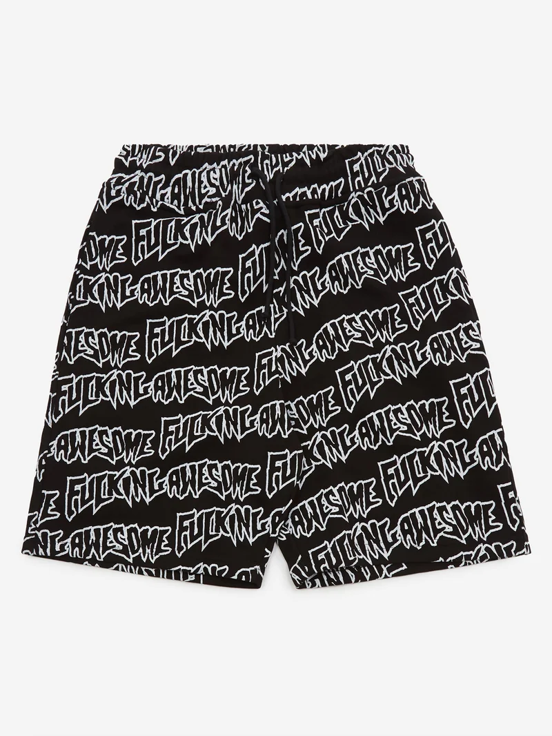 Image of Fucking Awesome AOP Stamp Sweatshorts - Black/White