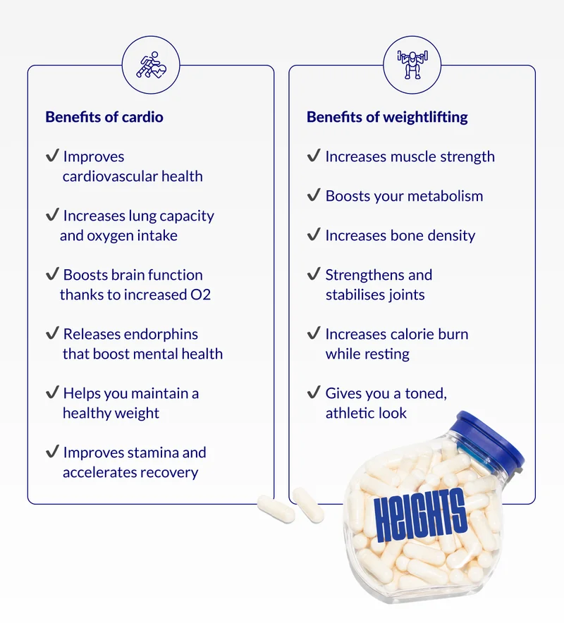 Benefits of cardio, Benefits of weightlifting