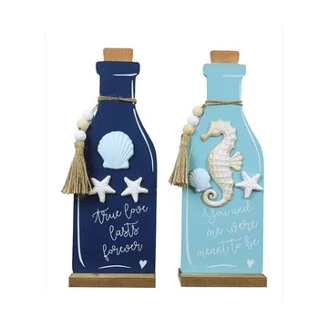 Young's Wood Nautical Shaped Bottle Tabletop Accent 2-pc Set