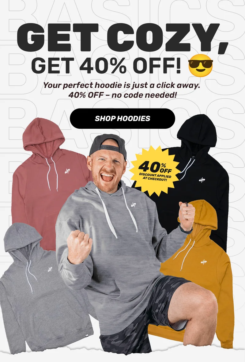 GET COZY, GET 40% OFF! | Your perfect hoodie is just a click away. 40% OFF - no code needed! | CTA: SHOP HOODIES