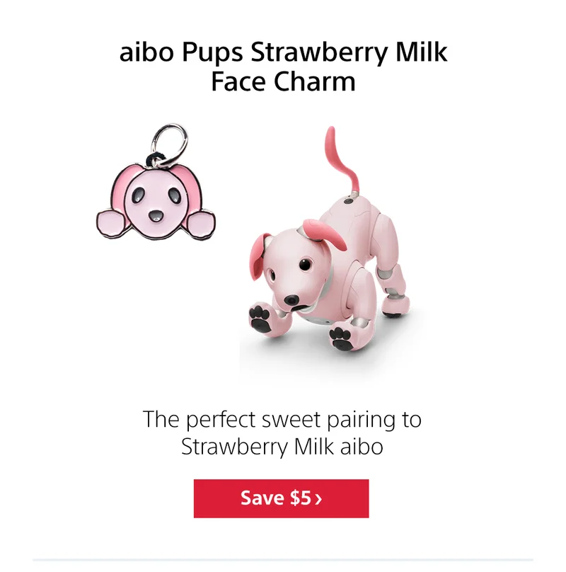 aibo Pups Strawberry Milk Face Charm. Save