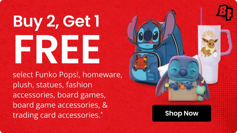 Buy 2, Get 1 FREE select Funko Pops!, homeware, plush, statues, fashion accessories, board games, board game accessories, & trading card accessories.* | Shop now