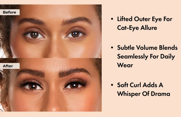 Close-up of eyes without Wifey Lashies applied, showcasing natural lashes