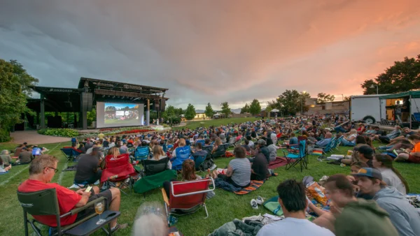A crowd at an outdoor Sundance Film Festival: Local Lens screening.
