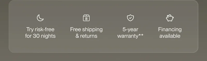Try risk-free for 30 nights | Free shipping & returns | 5-year warranty