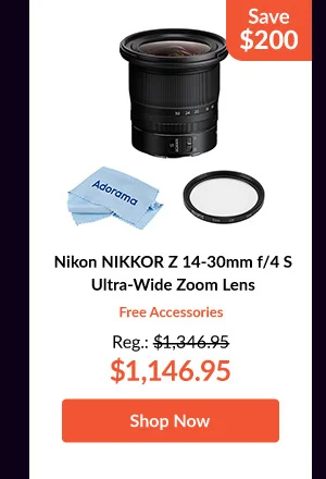 Nikon NIKKOR Z 14-30mm f/4 S Ultra-Wide Zoom Lens Free Accessories