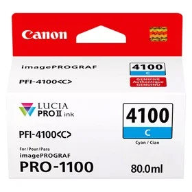 Canon PFI-4100 80ml Pigment Ink Tank for imagePROGRAF PRO-1100 Printer, Cyan