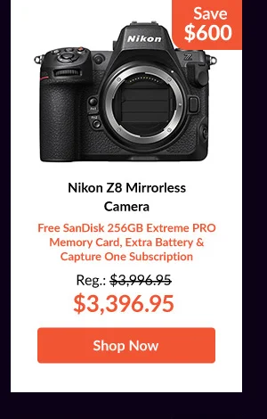 Nikon Z8 Mirrorless Camera   Free SanDisk 256GB Extreme PRO Memory Card, Extra Battery & Capture One Subscription