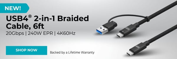 New (tag) USB4® 2‑in‑1 Braided Cable, 6ft 20Gbps| 240W EPR | 4K60Hz Backed by a Lifetime Warranty Shop Now