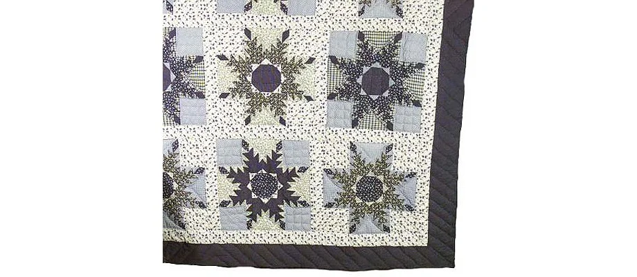 Sunday River Blue Snowflake Handcrafted Quilt