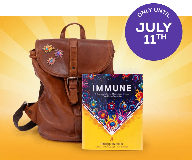 Immune Book and Free Pins on a backpack. Offer only until July 11th