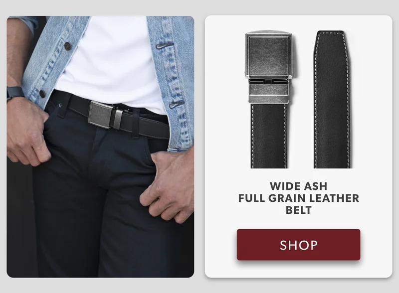 Wide Ash Full Grain Leather Belt