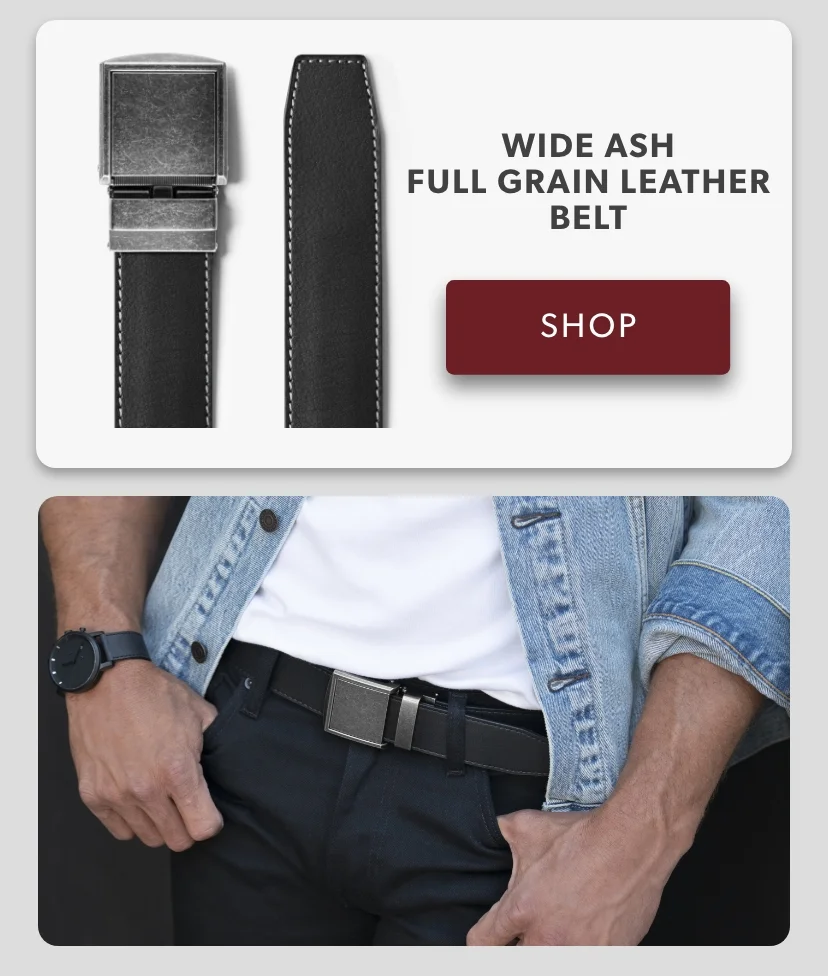 Wide Ash Full Grain Leather Belt
