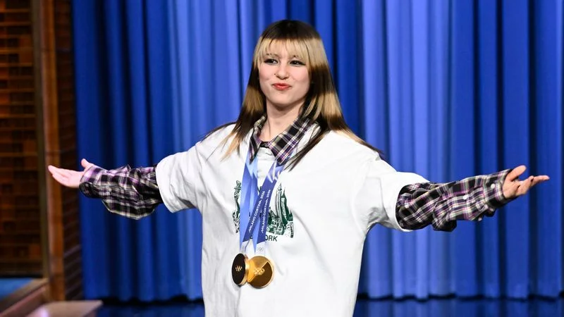 THE TONIGHT SHOW STARRING JIMMY FALLON -- Episode 2259 -- Pictured: U.S. Olympic Figure Skating Gold Medalist Alysa Liu makes a cameo during the monologue on Tuesday, March 3, 2026 -- (Photo by: Todd Owyoung/NBC via Getty Images)