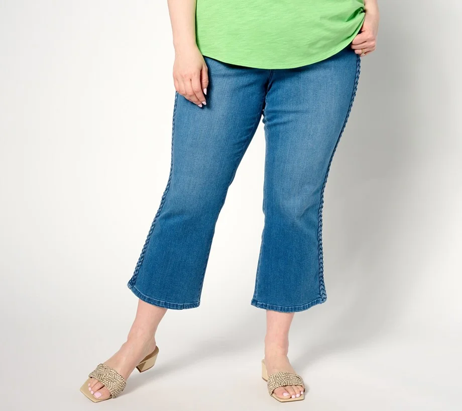 Belle by Kim Gravel Reg TripleLuxe Denim Got it Braid Crop Jean