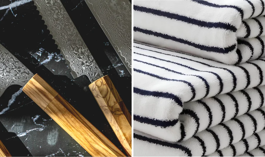 Images of kumo knives + Australian towels.