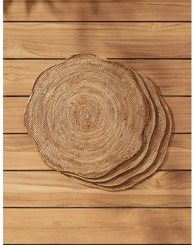 Tyna Rattan Placemats (Set of 4) - Natural / Round