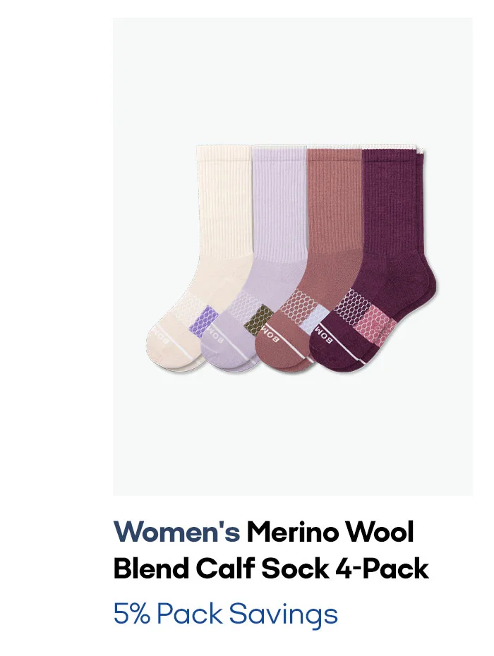 Women's Merino Wool Blend Calf Sock 4-Pack 5% Pack Savings