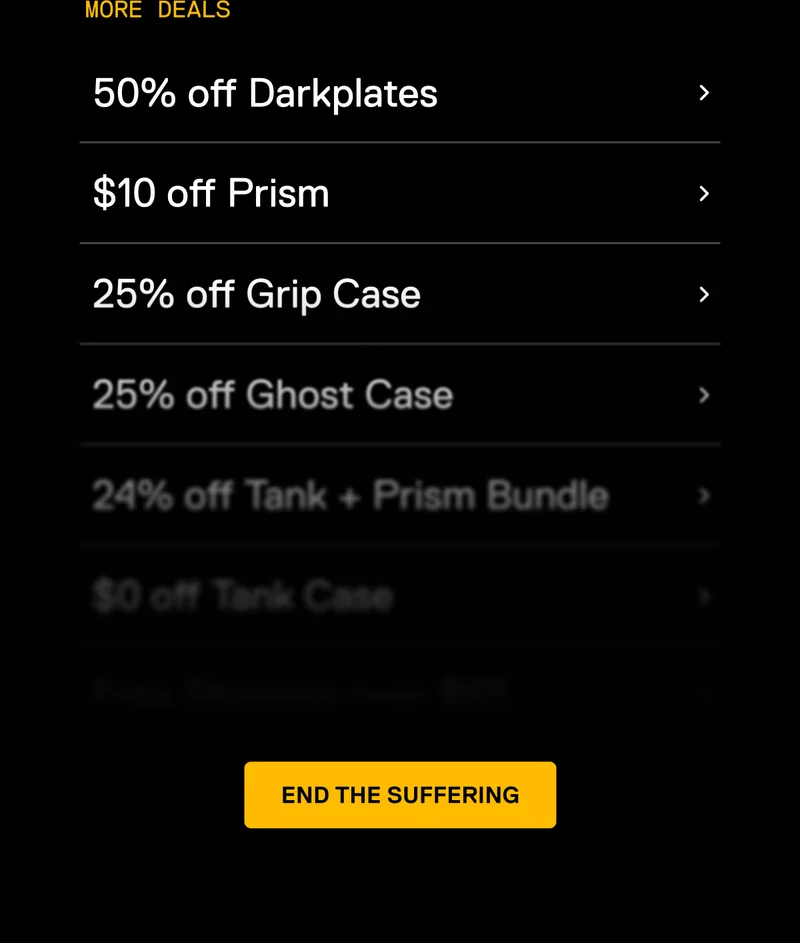 Shop all deals. End the suffering.