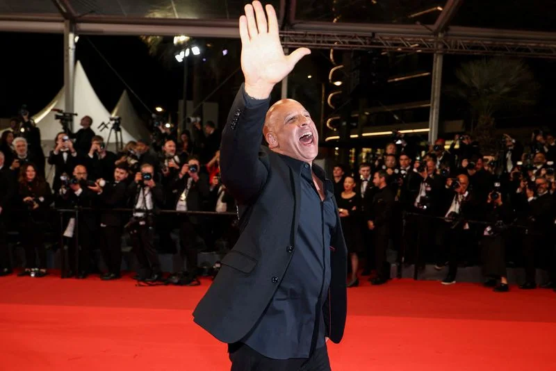 Vin Diesel arrives at an anniversary screening of 'The Fast and the Furious' at Cannes