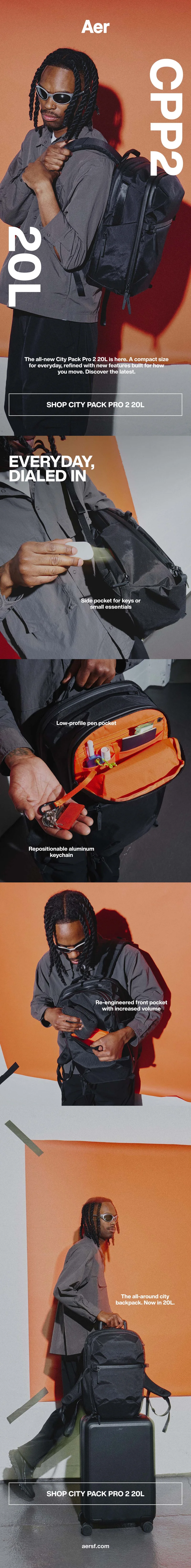 Feature images of the all-new Aer City Pack Pro 2 20L