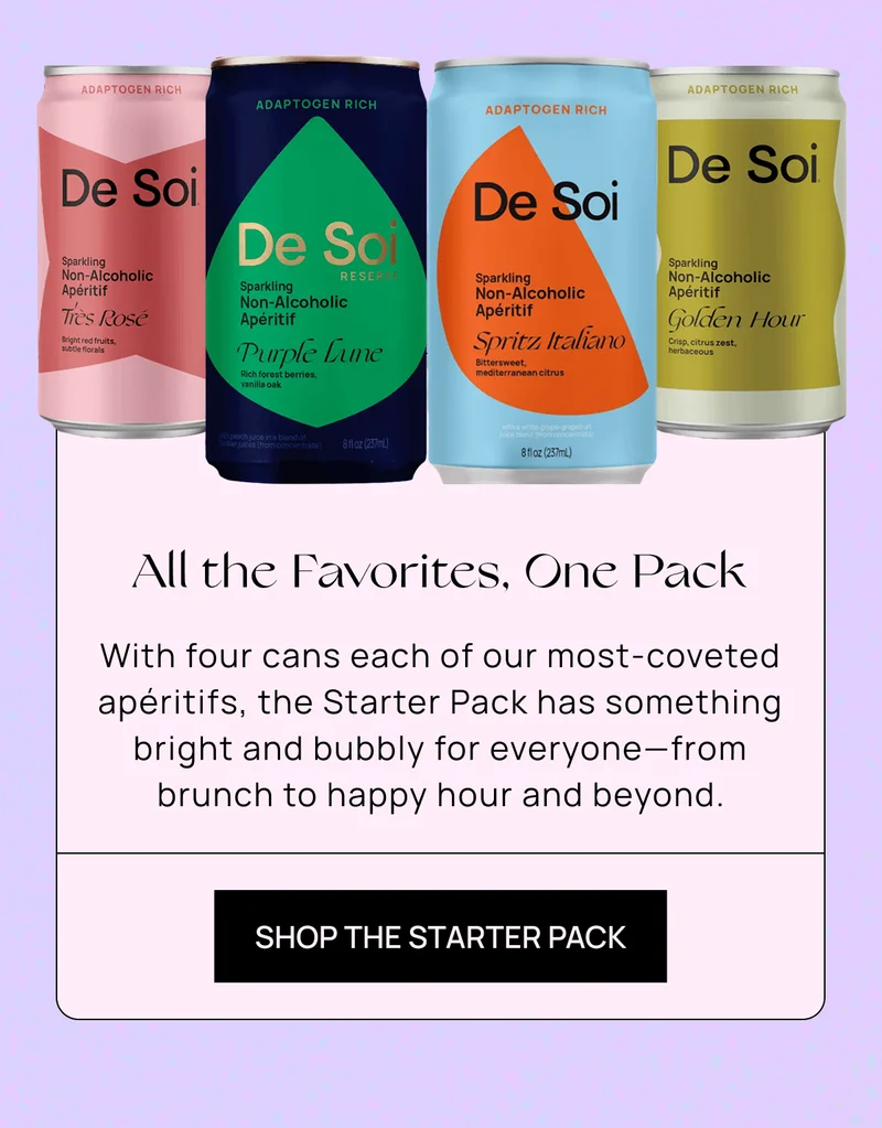All the Favorites, One Pack | With four cans each of our most-coveted apéritifs, the Starter Pack has something bright and bubbly for everyone—from brunch to happy hour and beyond. | CTA: Shop the Starter Pack
