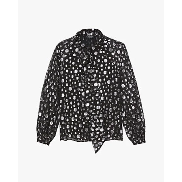 Space Dot Tie-neck Shirt